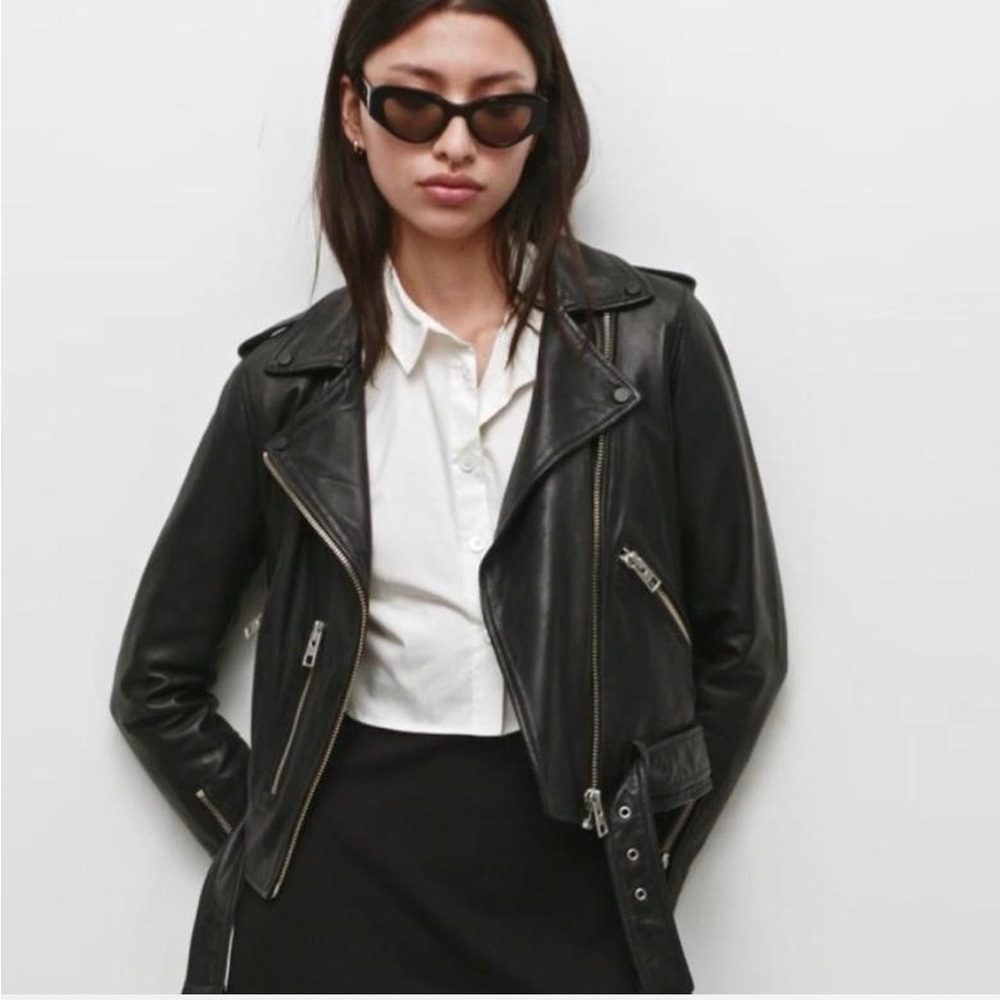 All-saints Balfern leather moto jacket is size 6